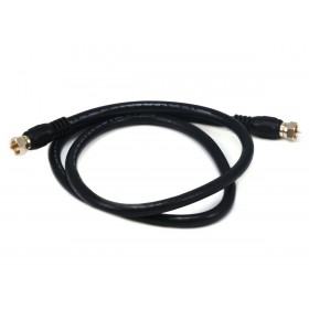 MonoPrice 3030 3ft RG6 (18AWG) 75Ohm, Quad Shield, CL2 Coaxial Cable with F Type Connector - Black