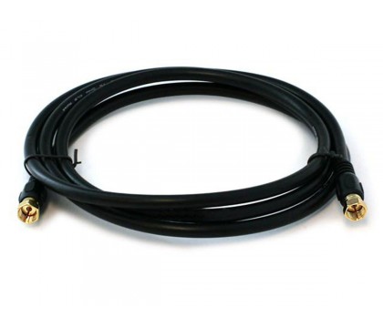 MonoPrice 3031 6ft RG6 (18AWG) 75Ohm, Quad Shield, CL2 Coaxial Cable with F Type Connector - Black