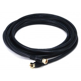MonoPrice 3032 12ft RG6 (18AWG) 75Ohm, Quad Shield, CL2 Coaxial Cable with F Type Connector - Black