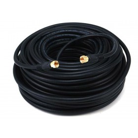 MonoPrice 3035 100ft RG6 (18AWG) 75Ohm, Quad Shield, CL2 Coaxial Cable with F Type Connector - Black