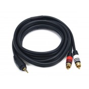MonoPrice 5598 6ft Premium 3.5mm Stereo Male to 2RCA Male 22AWG Cable (Gold Plated) - Black