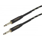 MonoPrice 601403 3ft Cloth Series 1/4 inch TS Male 20AWG Instrument Cable - Black and Gold