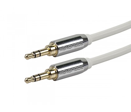 MonoPrice 9297 6ft Designed for Mobile 3.5mm Stereo Male to 3.5mm Stereo Male (Gold Plated) - White