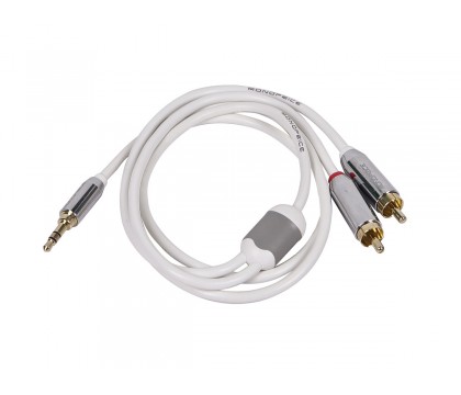 MonoPrice 9299 3ft Designed for Mobile 3.5mm Stereo Male to RCA Stereo Male (Gold Plated) - White