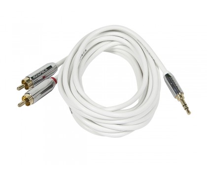 MonoPrice 9300 6ft Designed for Mobile 3.5mm Stereo Male to RCA Stereo Male (Gold Plated) - White