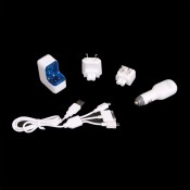 أوميجا (OUCKIP) شاحن للسفر بقدرة 2.1 أمبير لأجهزة الأيفون/الأى باد/ ميكرو يو إس بى/ مينى يو إس بى [41225]