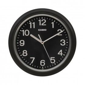CASIO IQ-59-1BDF ANALOG WALL CLOCK, BLACK /SILVER