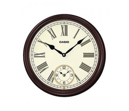 CASIO IQ-65-5DF ANALOG WALL CLOCK, BROWN