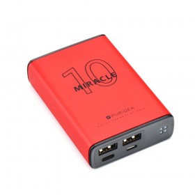 Puridea S15 Series 10000 mAh Dual USB Portable Charger External Battery Backup Pack, RED