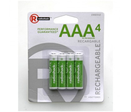 RadioShack 2302312 850mAh AAA Ni-MH Batteries (4-Pack)
