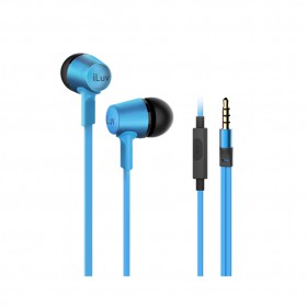 iLuv CITYLIGHTSBL Deep Bass In-Ear Metal Earphones with Mic and Remote - Blue