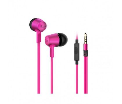 iLuv CITYLIGHTSPN Deep Bass In-Ear Metal Earphones with Mic and Remote - Pink