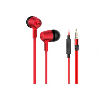 iLuv CITYLIGHTSRD Deep Bass In-Ear Metal Earphones with Mic and Remote - Red