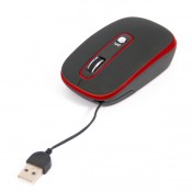 OMEGA OM-262 Mouse with HIDDEN RETRACTABLE CABLE-RED 