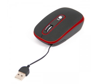 OMEGA OM-262 Mouse with HIDDEN RETRACTABLE CABLE-RED 