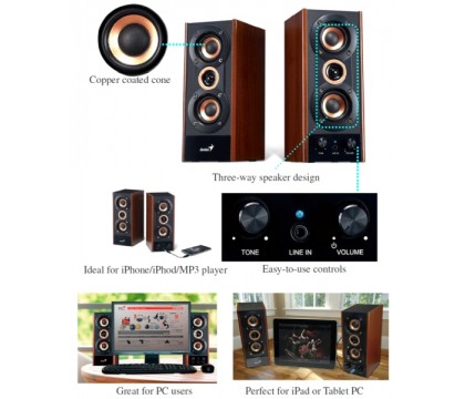 Genius 31730997100   3-Way Hi-Fi Wood Speakers SP-HF800A