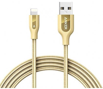 ANKER A8122HB1 POWER LINE+ USB TO LIGHTNING CABLE 6FT, GOLD