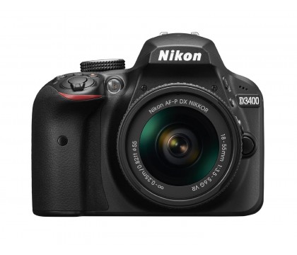 Nikon D3400 AF-P DX NIKKOR 18-55mm f/3.5-5.6G VR Lens, 24.2MP, FHD, Black
