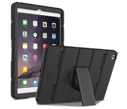 ILUV AP6LAYUBK LAYUP-RUGGED DUAL MATERIAL CASE WITH HAND STRAP & KICK STAND FOR IPAD AIR 2