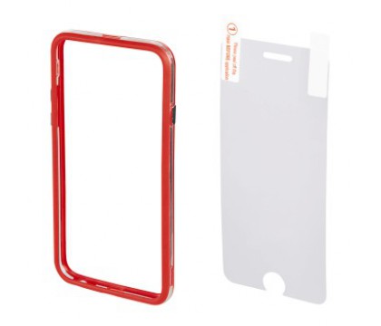 Hama 00135152 EDGE PROTECTOR COVER FOR IPHONE 6 plus and SCREEN Protecto , RED