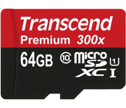 Transcend TS64GUSDU1 MicroSDXC/SDHC 64G Class 10 UHS-I 300x (Premium) With adapter