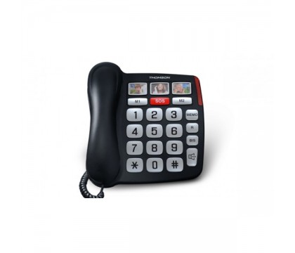طومسون (TH-520FBLK) تليفون مزود بسلك ذو لون أسود