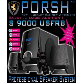 بورش (S 9000 USFRB) سماعات عدد 2.1 قناة مزودة مزودة بتقنية البلوتوث و مدخل يو إس بى,  إس دى, راديو إف أم 