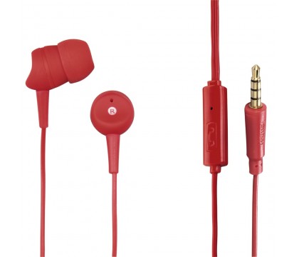 HAMA 00137438 BASIC IN-EAR HEADSET/MIC, RED
