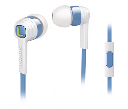 PHILIPS SHE7055AR/00 CITISCAPE IN EAR HEADPHONES WITH MIC, WHITE / BLUE