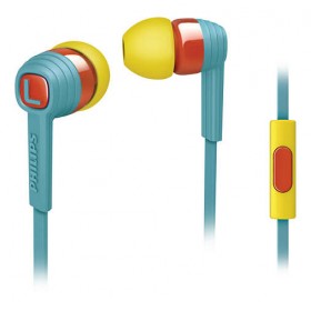 PHILIPS SHE7055BR/00 CITISCAPE IN EAR HEADPHONES WITH MIC, BLUE / YELLOW