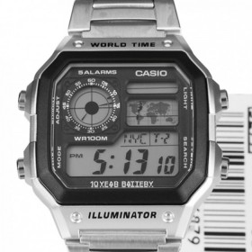 كاسيو (AE-1200WHD-1AVDF) ساعة يد رجالى رقمية من الإستانلس إستيل ذات لون فضى - ONLINE