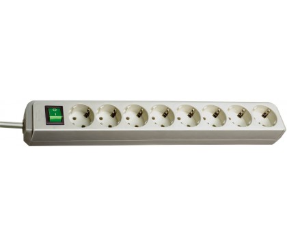 Brennenstuhl 1159350018 Eco-Line extension socket with switch 8-way light grey 3m H05VV-F 3G1,5