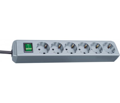 Brennenstuhl 1159540015 Eco-Line extension socket with switch 6-way silver grey 1,5m H05VV-F 3G1,5