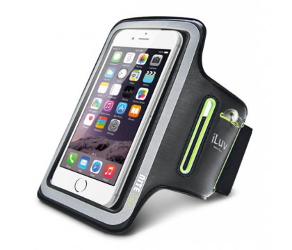iLuv UP1ARMBBK Sports Armband Adjustable sports armband with reflective frame for night safety and convenient key pocket for iPhone 6 Plus
