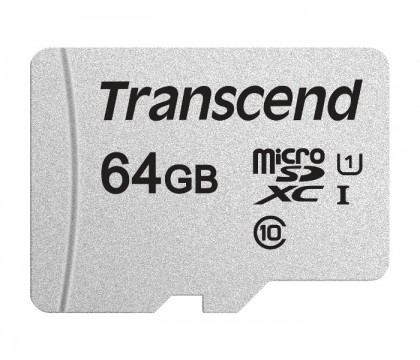 TRANSCEND TS64GUSD300S-A MICROSD W/ ADAPTER 64GB UHS-I U1