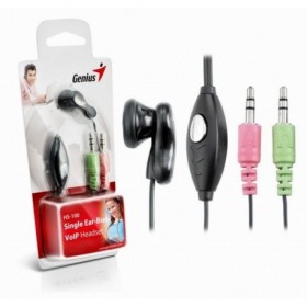 Genius 31710128100 Single Ear-Bud VoIP Headset  w/ Mic (HS-100) , Black