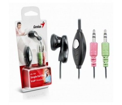 Genius 31710128100 Single Ear-Bud VoIP Headset  w/ Mic (HS-100) , Black