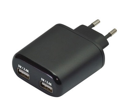 Vanson SP-10USBI 4,8A Dual USB Wall Charger with IC for Auto Detection , Black