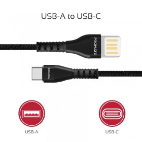 PROMATE VIGORAY-C USB TO TYPE C CABLE 1.2M, BLACK