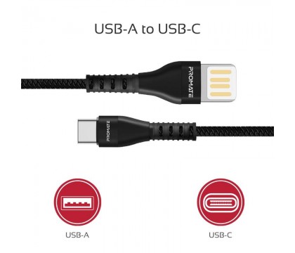 PROMATE VIGORAY-C USB TO TYPE C CABLE 1.2M, BLACK