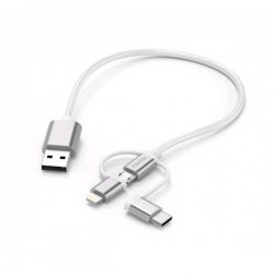 Hama 00183306  3 in 1 micro USB cable with adapt USB Type-C and Lightning, 0.2m