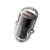 Yesido Y69 Aluminum Alloy Transparent Shell Pull Ring Design PD 30W Fast Charging Mini Hidden Car Charger