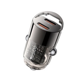 Yesido Y69 Aluminum Alloy Transparent Shell Pull Ring Design PD 30W Fast Charging Mini Hidden Car Charger