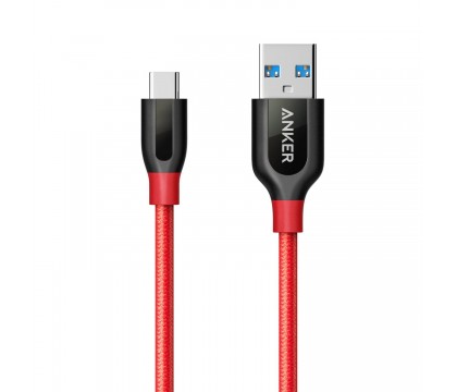 Anker A8168091 PowerLine+ 3ft USB-C to USB 3.0 (3ft), High Durability, Red