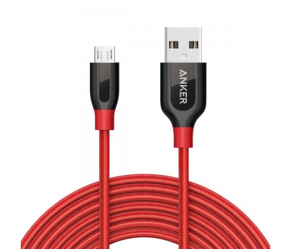 Anker A81440A1 PowerLine+ Micro USB (10ft) The Premium Durable Cable [Double Braided Nylon], Red