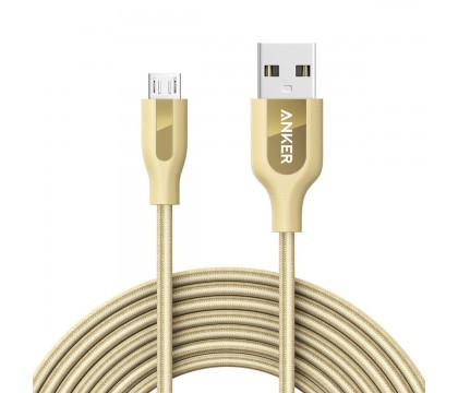 Anker A81440B1 PowerLine+ Micro USB (10ft) The Premium Durable Cable [Double Braided Nylon], Gold