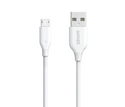 Anker A8132021 PowerLine Micro USB (3ft) - Durable Charging Cable, with 5000+ Bend Lifespan, White