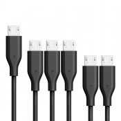 Anker B8133012 [6-Pack] PowerLine 1ft + 3ft + 6ft Micro USB, Two 1ft, three 3ft and one 6ft cables. Durable Charging Cable [Assorted Lengths], Black