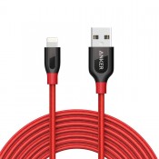Anker A8123091 PowerLine+ Lightning Cable (10ft) Durable and Fast Charging Cable [Double Braided Nylon], Red