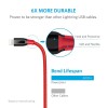 Anker A8123091 PowerLine+ Lightning Cable (10ft) Durable and Fast Charging Cable [Double Braided Nylon], Red